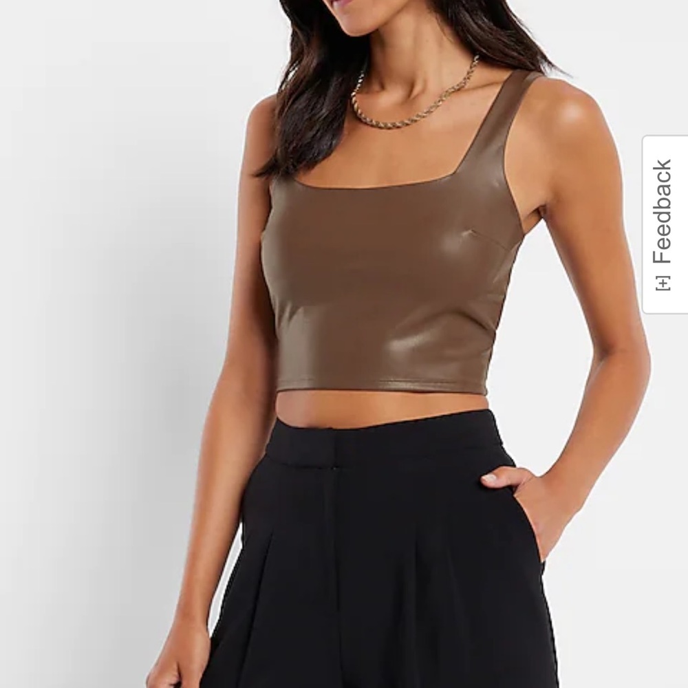 NWT Express Brown Leather Cropped Tank XS